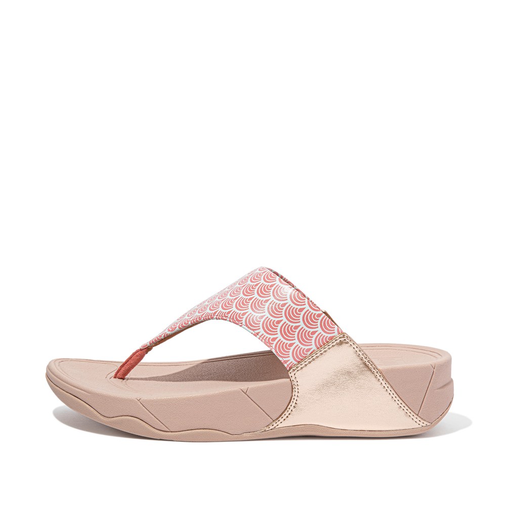 Fitflop Womens Sandals Pink - Lulu Wave-print Toe-post - 40MFIZXPW